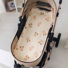 1pc Thickened Warm Baby Stroller Pad, Soft & Comfortable, Cartoon Printed Pattern, Thermal Lined Stroller Cushion For Autumn/Winter, Suitable For Baby Stroller And Car Seat, All Seasons