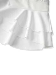 Women's Mini Ruffle Shorts Casual Solid Color High Waist Layered Shorts Summer Streetwear - 白色 - 查看 5