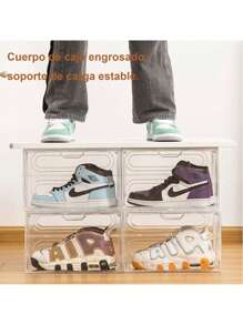 10 Pack Shoe Organizer, Upgraded Stackable Clear Shoe Box, Display Storage Box, Transparent Plastic Drawer Multifunctional Shoe Box, With Suction Door, Shoe Rack, Shoe Cabinet, Suitable For Office And Home Display And Storage, Transparent