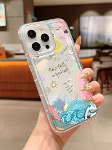 Coque de téléphone antichoc compatible avec l'iPhone 16 Pro Max/11/12/13/14 Plus/15 Pro/XS/XR, avec motifs lettre, vague, avion, airbag - Multicolore - Voir 2