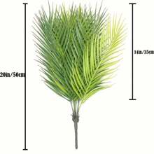 2 件人造塑料热带灌木，绿色装饰植物，适用于室内外家庭花园阳台派对婚礼中心装饰，仿真绿色散尾向日葵盆景树家居装饰