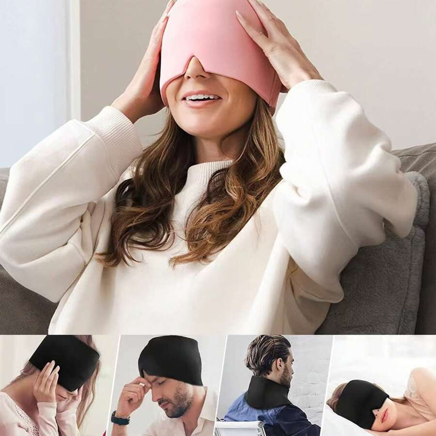 1pc Cooling Gel Ice Bag Cap - Sleep Hat With Eye Mask - Physical Cooling Hat For Head & Eye - Temperature Reduction Hat For Bedroom,Travel,Office,School