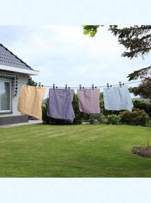 1 Pack Portable Clothesline With 12 Clothespins, Adjustable Elastic Travel Camping Clothesline, Windproof Travel Elastic Retractable Bungee Clothesline For Backyard, Resort Hotel, Balcony Clothes Drying