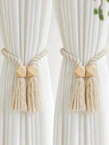 6pcs Magnetic Curtain Tiebacks, Minimalist Wooden Tassel Curtain Clips, Suitable For Bedroom, Living Room, Kitchen, Home Decor, Room Decor, Garden Decor, Wedding Decor, Etc. - Multicolor - View 7