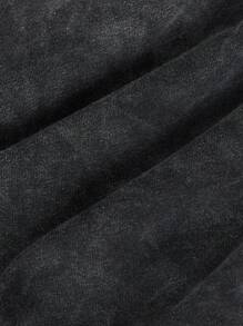 Shwiy Men's Washed Black Short Sleeve T-Shirt, Minimalist Dystopian Style Suitable For Daily, School, Casual Wear, Emo, 2000s Style - Black - View 7