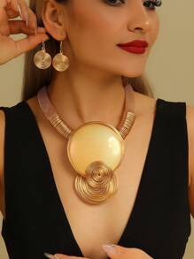Exaggerated Multi-Layer Handmade Beaded Weaving Bohemian European Style Statement Necklace And Earrings Set For Women, Party And Holiday