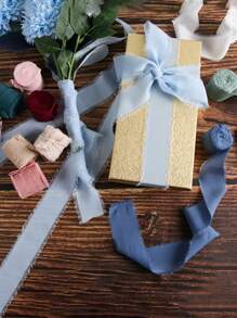 雪纺丝带每卷宽 4 厘米，长 5 米（196.9 英寸），手工制作的流苏雪纺丝绸丝带，适用于婚礼请柬、新娘花束、礼品包装、DIY 工艺品，多种颜色可供选择