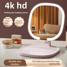 OBOVAY 1个带支架的LED化妆镜，亮度可调，带补光灯，适用于家庭、卧室、书桌、旅行，便携式梳妆镜