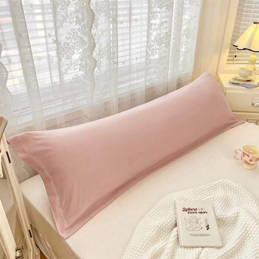 1 pièce Taie d'oreiller de couleur unie, nouvelle, douce et agréable pour la peau, housse de coussin double, couleur macaron, simple/double, taie d'oreiller de couple (intérieur non inclus), style Ins, convient pour toutes les saisons