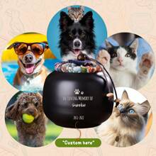 1pc Personalized Ceramics Pet Urn With Bamboo Top & Cloth Top, Customized Porcelain Pet Urn Engraved With Name, Text And Icon, Ideal Urns For Dogs & Cats, Pottery Ashes Container, Dog Urn, Cat Urn, Pet Memorial Art, Pet Loss Gifts