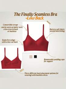 1pc Backless & Versatile Summer Seamless Bra For Women - Red - View 6