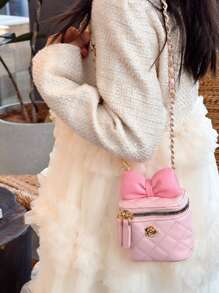 Bow Design Girls Mini Chain Strap Versatile Chic Shoulder Bag