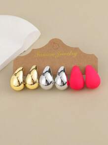 Set de 6 a 18 piezas de aretes con forma de gota de agua, fabricados en material CCB ligero y de colores de dopamina, para uso diario, en la oficina y para eventos de las mujeres