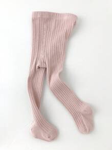 1 Pair Solid Color Minimalist Tights, Suitable For Girls 10 Years Old And Below, Wear In Spring And Autumn - Pink - View 3