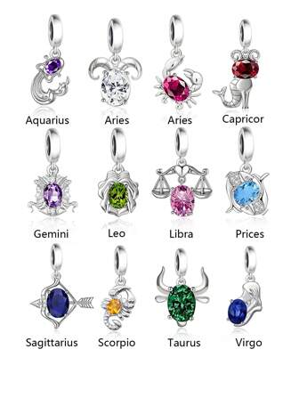 HuooNew 1pc 925 Sterling Silver Abstract Zodiac Animal Design CZ Pendant, Versatile DIY Beading Necklace Charm For Men And Women, Commemorative Gift