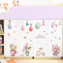 Easter Bunny Easter Egg Children's Room Entrance Cabinet Wardrobe Classroom Bedhead Decoration Wall Stickers Living Room Bedroom Outdoor Refrigerator Stickers Kitchen Stickers Dining Room Decoration Beautification Home Wall Stickers Waterproof And Detachable PVC Material Gifts Birthday Graduation Home Decor Wall Decor Bathroom Decor Bedroom Decor Room Decoration Stuff Living Room Decor House Decor Home Decor Living Room Wall Paper Personalised Stickers