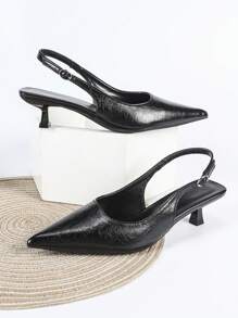 Damen schwarze High Heels, 4 cm Keilabsatz, Peep Zehen, Schlüpfen, Abendkleid Partyschuhe, dünner Absatz