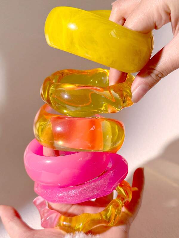 1pc Fashionable & Elegant Women's Bracelet, Bright Color Asymmetric Round Design, Versatile For Party Wear (Size Deviation 3cm/0.11in Is Normal)