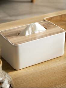 1pc Multi-Functional Household Paper Towel Holder, Japanese Style Wooden & Plastic Tissue Box For Living Room Desk, Simple Design, Tissue Box Holder, Napkin Holder, Festival Family Gathering, Kitchen Dining Table Decor For Home Kitchen Bedroom Living Room Dining Room, Home Decoration Accessories, Decorative Box, Women Wedding Gift, Summer Travel Holiday Festival Must-Have - Multicolor - View 7