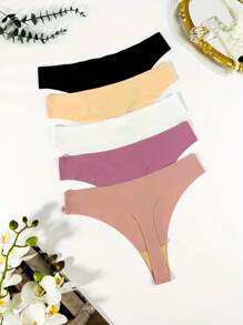 5 Pairs Minimalist Comfortable Ice Silk Thong Underwear
