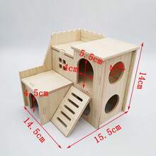1pc Wooden Hamster House With Swing And Seesaw, Small Wooden Shelter For Hamsters, Quails, Chickens - Multicolor - View 23