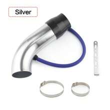 Universal Alumimum 3'' 75mm Car Cold Air Intake System Turbo Induction Pipe Tube Silver Black Red Color - Silver - View 1