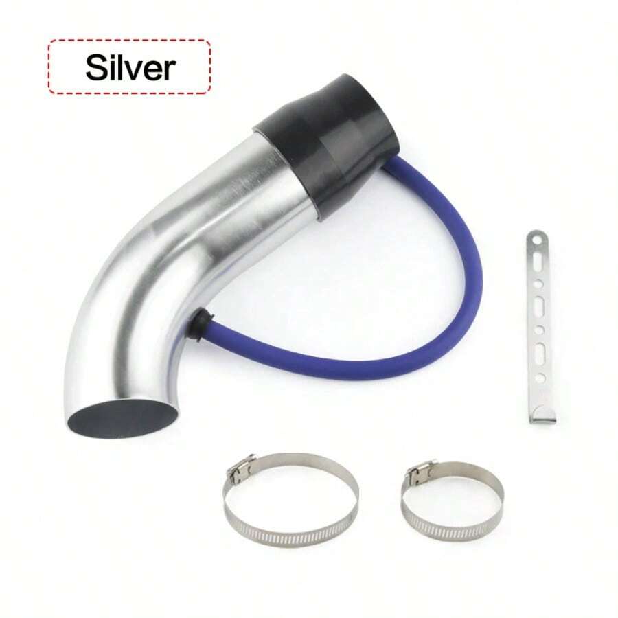 Universal Alumimum 3'' 75mm Car Cold Air Intake System Turbo Induction Pipe Tube Silver Black Red Color - Silver - View 1