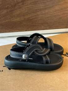 1 双经典女童公主白色凉鞋，2025 年夏季新款韩版百搭幼儿和大童软底拖鞋，