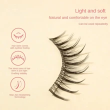 3 对自然假睫毛，仿貂皮睫毛 - 长而细，多层，短而浓密，打造持久自然的睫毛效果，可重复使用，羽毛状和喇叭状，适合日常使用或特殊场合