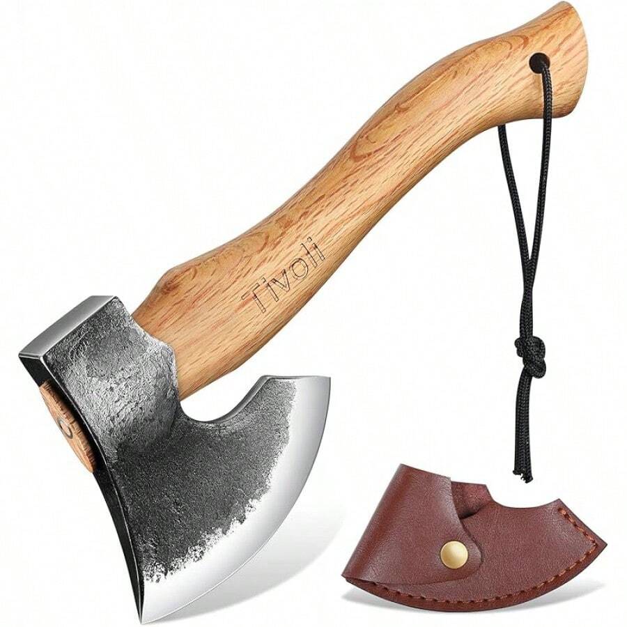 11 Inch Hatchet Camping Axe,Small Bushcraft Axe For Chopping And Wood Splitting,Ash Wood Handle,Perfect For Outdoor Survival And Adventures,Hunting, Trekking,Gardening - 11 英寸 - 查看 1