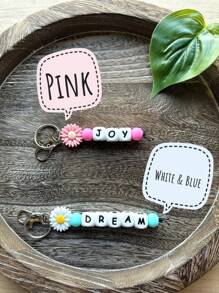 1pc Customized Silicone Bead Keychain, Personalized English Letters, Name Keychain, Bag Accessories, Unique Customized Gifts - Silicone Keychain - View 3