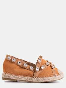 Women's Espadrilles With Wamba Crystals - Footwear - Camel - View 5