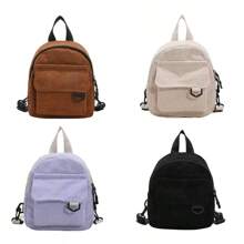 Women's Mini Backpack Fashion Solid Color Corduroy Small Simple Casual Traveling Large Capacity Durable Female's Schoolbag