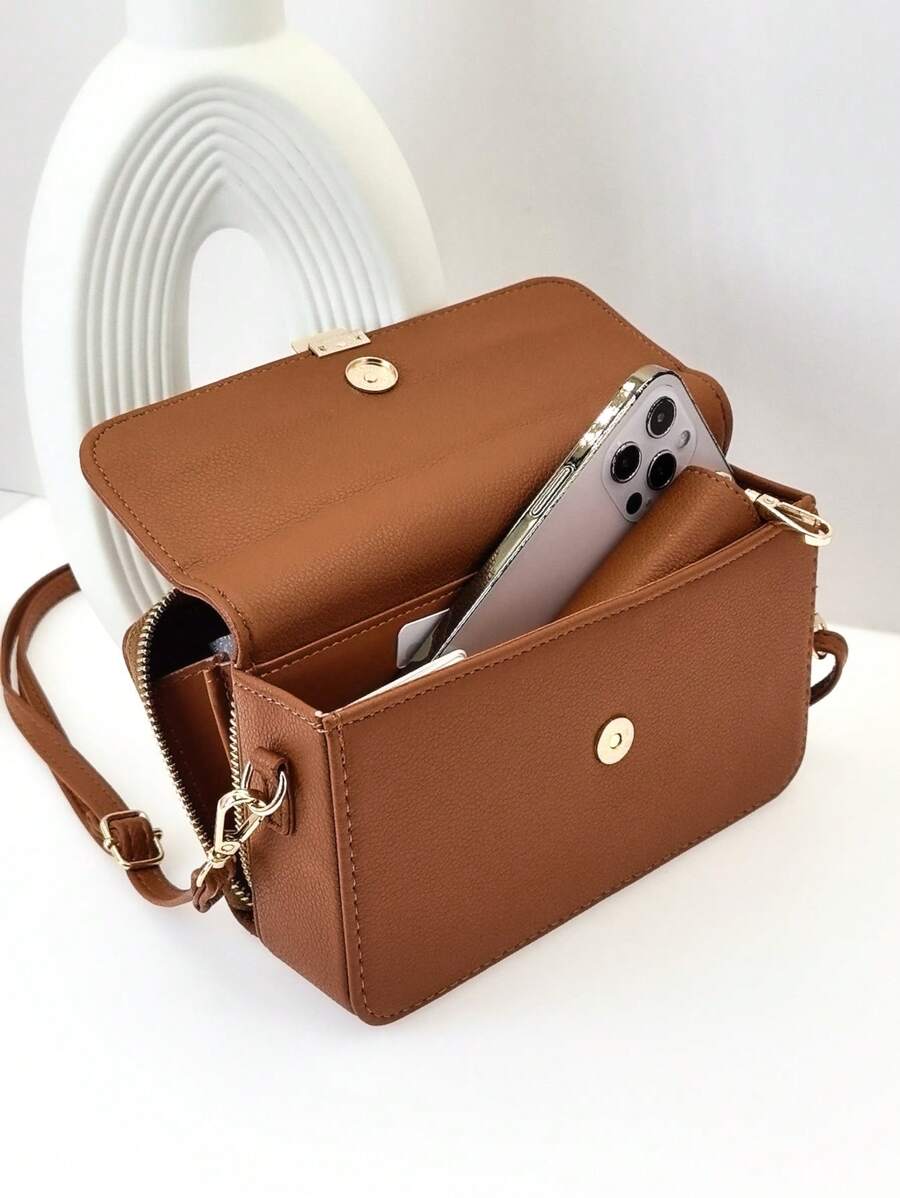 MINGYOU New Mini Messenger's Wallet Fashion Embroidery Soft Double Zipper Multi-Function Large Capacity Mobile Phone Bag Sweet Cute Exquisite Women's Young Student Messenger Bag Suitable For Shopping Dating Gift For Women Wallet Purse Wallet - Brown - View 1