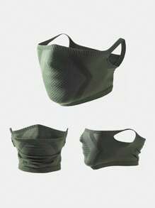 Máscara facial de alta elasticidade para homens, 1 peça, ciclismo ao ar livre, outono, primavera e verão, malha, cachecol esportivo quente, capa de pescoço oco sem costura respirável para todas as estações, máscara facial masculina para ciclismo, corrida, caminhada, esportes, à prova de vento, poeira e proteção solar, máscara tridimensional respirável que absorve o suor, máscaras de esqui