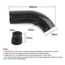 Universal Alumimum 3'' 75mm Car Cold Air Intake System Turbo Induction Pipe Tube Silver Black Red Color - Silver - View 3