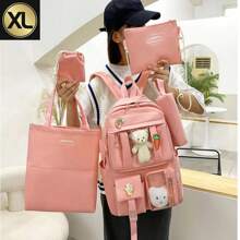 Juego de 5 piezas de mochila y bolso de ocio para niñas - Rosa - Ver 2