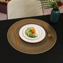 1 peça/4 peças/6 peças/8 peças/12 peças de jogos americanos geométricos redondos de PVC com folha de ouro, decoração de feriados, jogos americanos para mesa de jantar, almofadas de isolamento térmico para hotéis, restaurantes, cozinhas domésticas