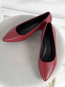 Giày cao gót mũi nhọn đế dày màu đen thời trang và đa năng dành cho nữ, thanh lịch và phù hợp cho công sở, đi chơi hoặc đi làm, thoải mái, thoáng khí, chống trơn trượt. - Màu Đỏ Sâu - Xem 8