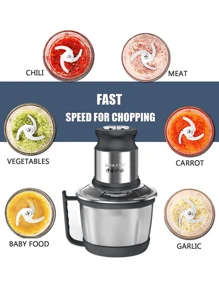 SOKANY 7027 电动绞肉机，电动绞肉机 3L 不锈钢肉类搅拌机食物切碎机，适用于肉类、蔬菜、水果和坚果，配有 4 个锋利刀片。