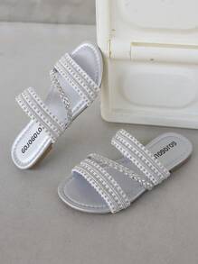 Girls' Slippers Summer New Children's Shoes Wear Sandals Summer Little Girls Soft Sole Popular Fashion Sandals - Silver - View 3