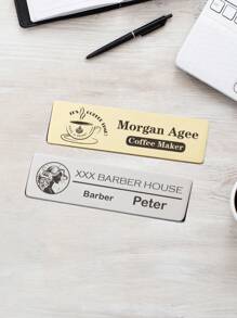 Custom Engraved Name Tag Badge, Personalized Identity Recognition Pin, Business Event Badge With Logo, Custom Teacher Doctor Stylist ID Badge