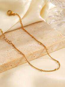 1 pièce Bracelet de cheville en acier inoxydable plaqué or 18 carats, convient pour le port quotidien, les voyages et les vacances des femmes