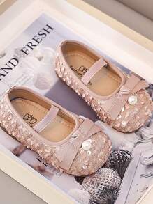 1 Pair Girls' Soft Bottom Princess Loafers, 2026 New Summer Children Fashion Small Leather Casual Flat Shoes, Suitable For Spring & Autumn - Pink - View 3