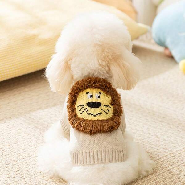 Pet Sweater, Cute Lion Design, Knitted Pullover For Small/Medium Dogs, Suitable For Spring, Summer, Autumn & Winter, Available In Multiple Styles