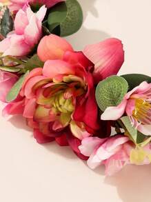 1pc Bohemian Style Fabric Artificial Flower Wreath Headband, For Bride/Bridesmaid Wedding