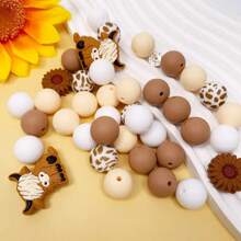 39pcs/Set Daisy & Highland Cow Shaped Silicone Beads - Suitable For DIY Jewelry Making, Pens, Necklaces, Keychains - Colorful Handmade Gift Set With Animal & Floral Patterns, Silicone Character Beads - 39PCS Daisy Cow Set - View 8