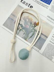 现代简约新款圆球系带装饰，带木珠、可调节系绳、窗帘配件、无需钻孔