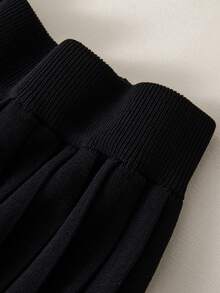 Spring Summer Short Women Fashion Mini Knit Skirt - Black - View 5