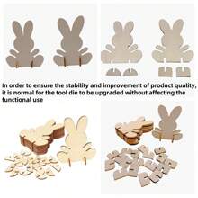 10 pièces Fournitures artisanales de lapin de Pâques, lapin de Pâques en bois à décorer soi-même, décorations en copeaux de bois cadeaux de Pâques